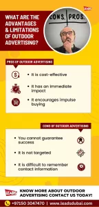 Infographic showing the advantages and limitations of outdoor advertising